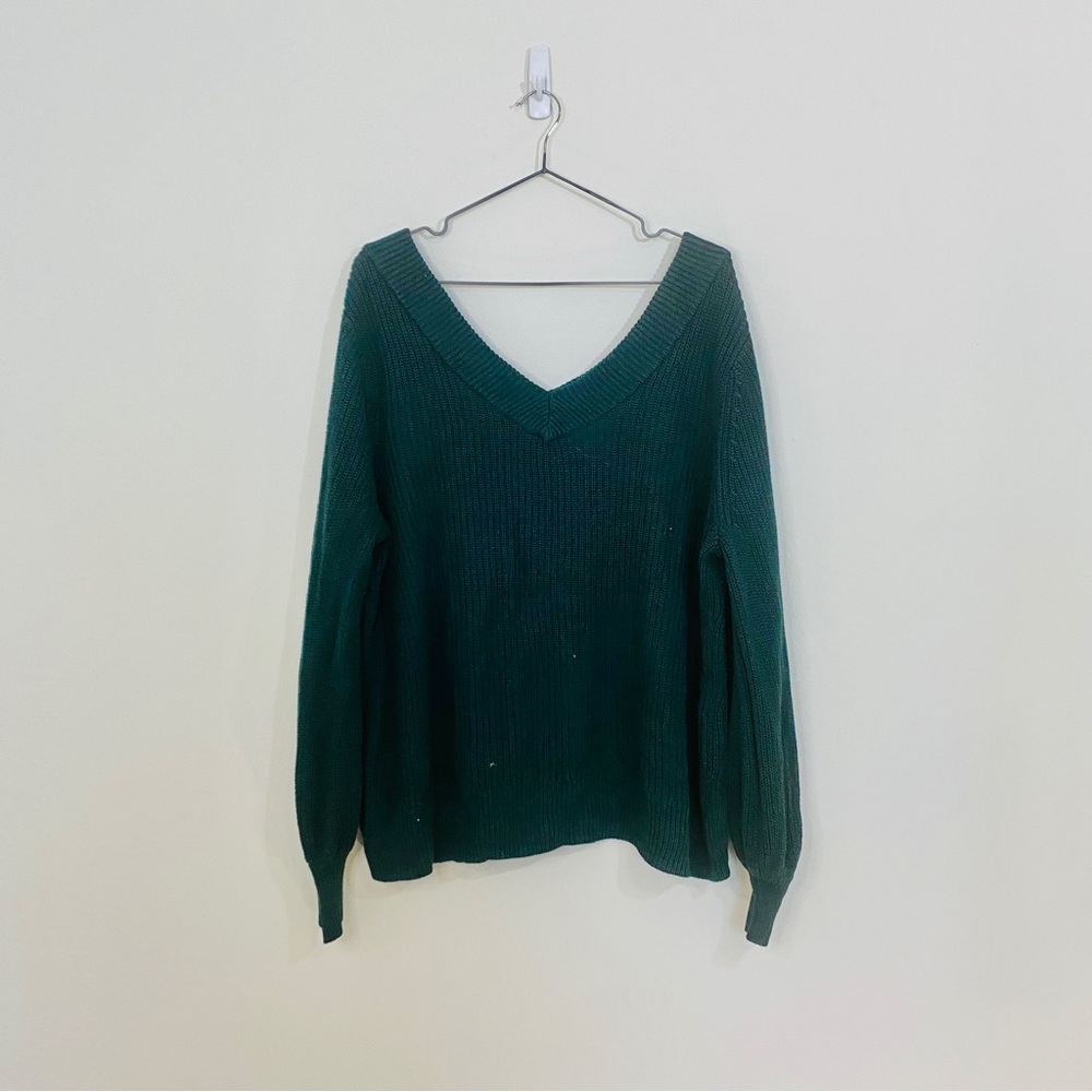 AdditionElle | Emeral Green V-neck Sweater